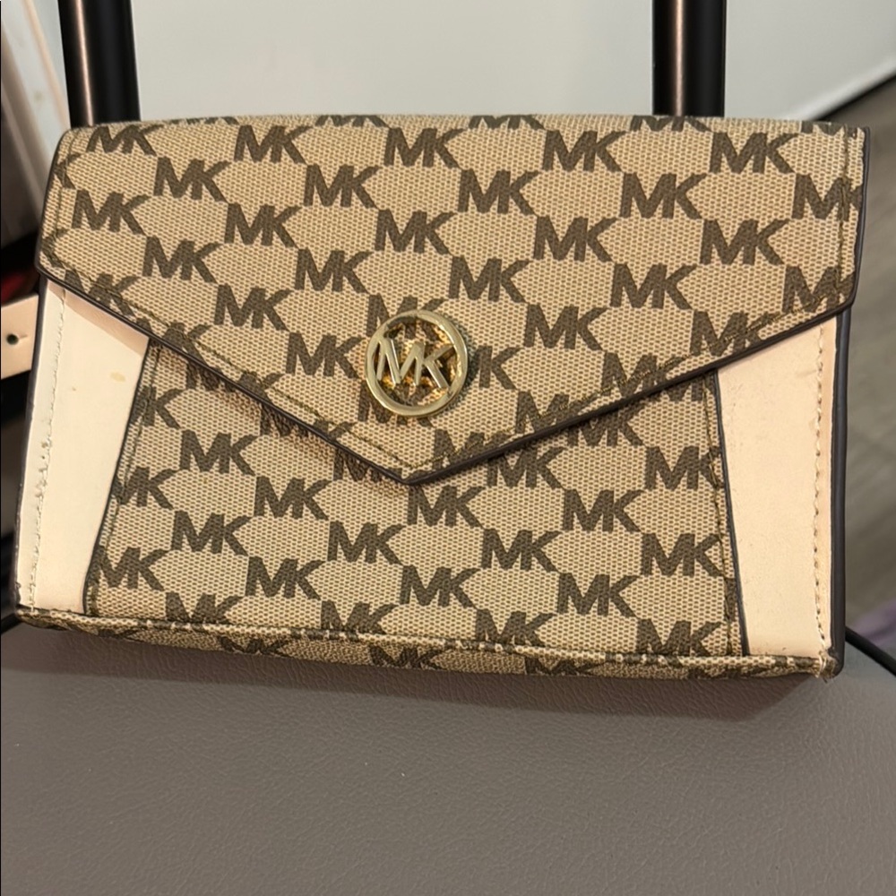 Michael Kors Beige Monogram Clutch